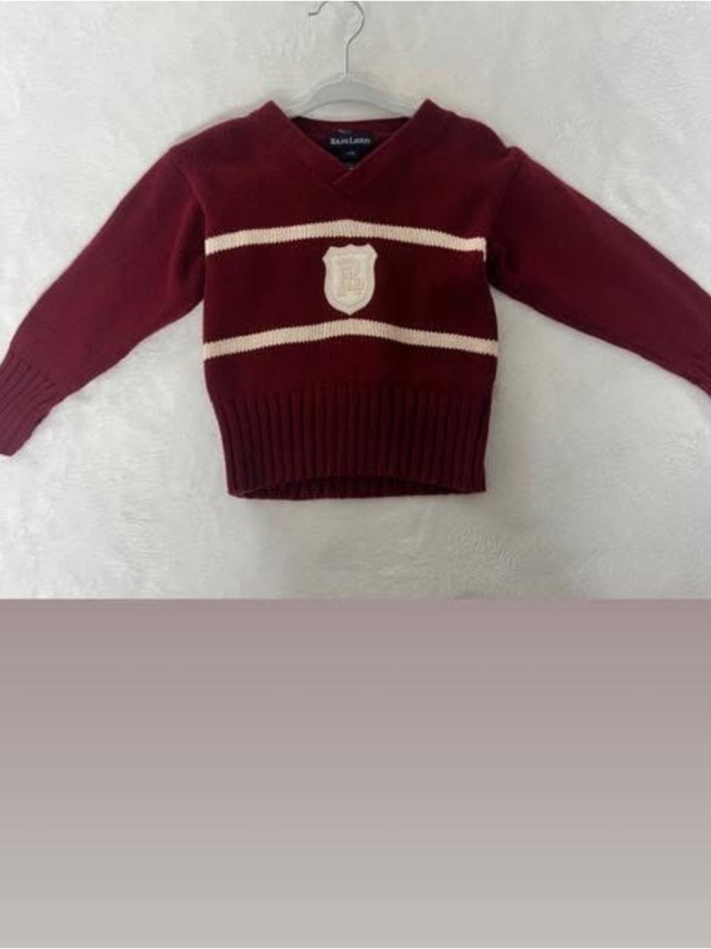 Ralph Lauren Kids Burgundy Sweater with Cream Trim
